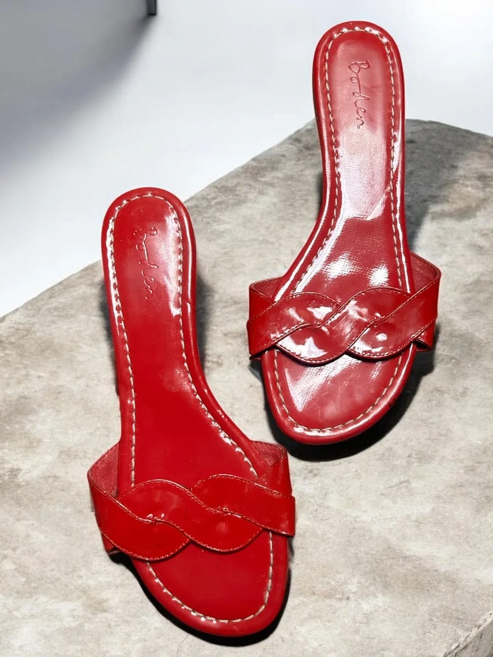 Boden Italian Patent Leather FlatSandals In Red Size 39
